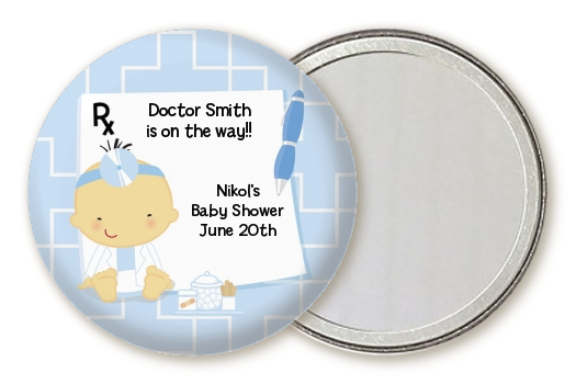  Little Doctor On The Way - Personalized Baby Shower Pocket Mirror Favors Caucasian