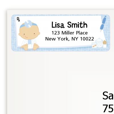  Little Doctor On The Way - Baby Shower Return Address Labels Caucasian