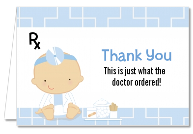  Little Doctor On The Way - Baby Shower Thank You Cards Caucasian