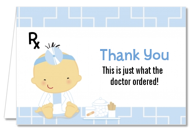  Little Doctor On The Way - Baby Shower Thank You Cards Caucasian