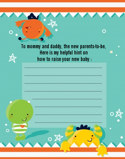 Little Monster - Baby Shower Notes of Advice