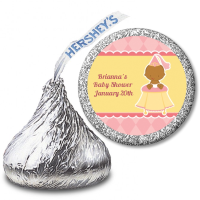 Little Princess African American - Hershey Kiss Baby Shower Sticker Labels
