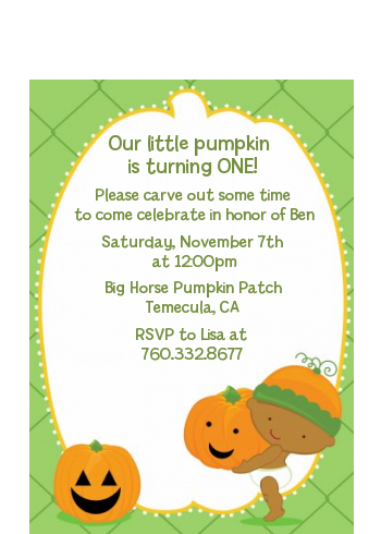 Little Pumpkin African American - Birthday Party Petite Invitations