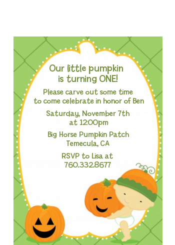  Little Pumpkin Asian - Birthday Party Petite Invitations Asain