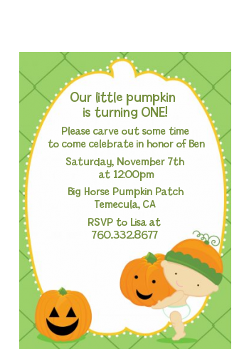  Little Pumpkin Asian - Birthday Party Petite Invitations Asain