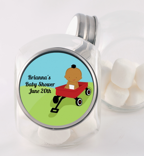  Little Red Wagon - Personalized Baby Shower Candy Jar African American