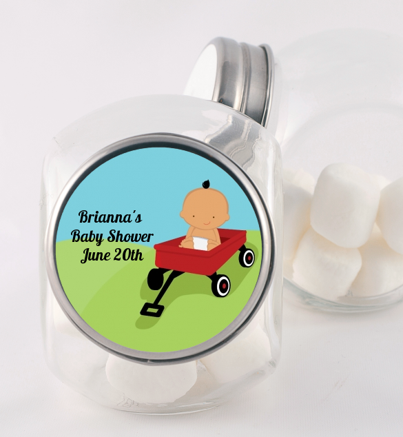  Little Red Wagon - Personalized Baby Shower Candy Jar African American