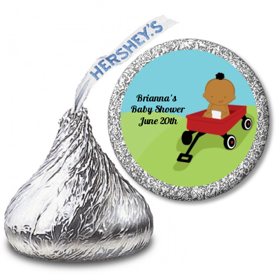  Little Red Wagon - Hershey Kiss Baby Shower Sticker Labels African American