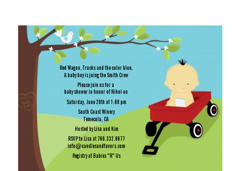  Little Red Wagon - Baby Shower Petite Invitations African American