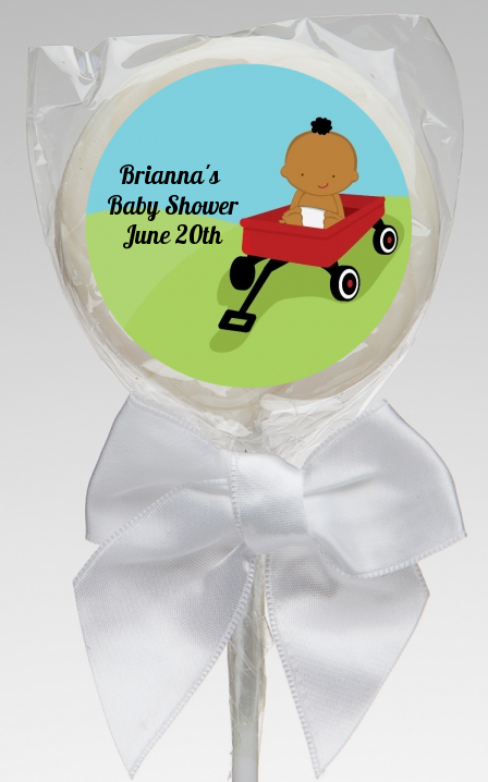  Little Red Wagon - Personalized Baby Shower Lollipop Favors African American