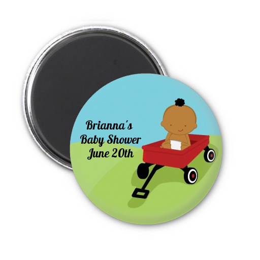  Little Red Wagon - Personalized Baby Shower Magnet Favors African American