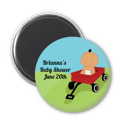  Little Red Wagon - Personalized Baby Shower Magnet Favors African American