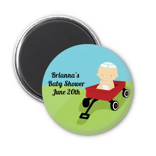  Little Red Wagon - Personalized Baby Shower Magnet Favors African American