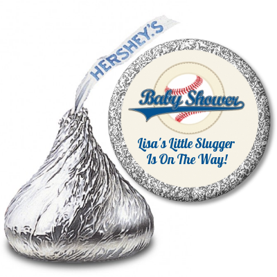 Little Slugger Baseball - Hershey Kiss Baby Shower Sticker Labels