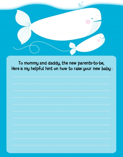 Little Squirt Whale - Baby Shower Notes of Advice