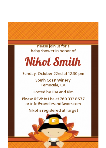  Little Turkey Boy - Baby Shower Petite Invitations African American