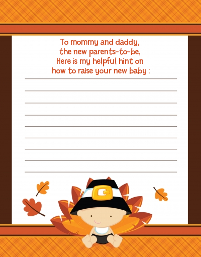 Little Turkey Boy - Baby Shower Notes of Advice