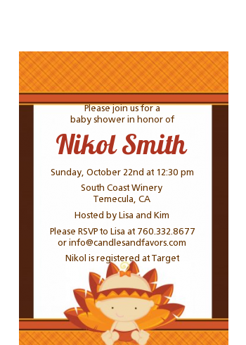  Little Turkey Girl - Baby Shower Petite Invitations African American