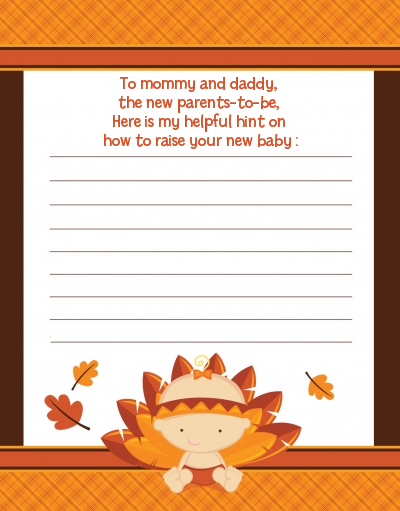 Little Turkey Girl - Baby Shower Notes of Advice