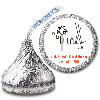 Los Angeles Skyline - Hershey Kiss Bridal Shower Sticker Labels