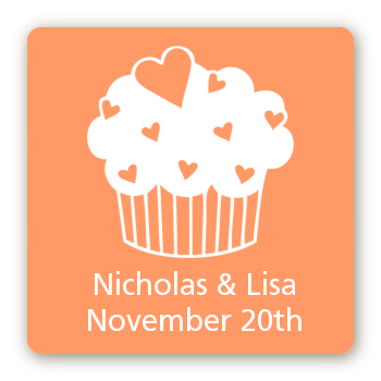 Love is Sweet - Square Personalized Bridal Shower Sticker Labels