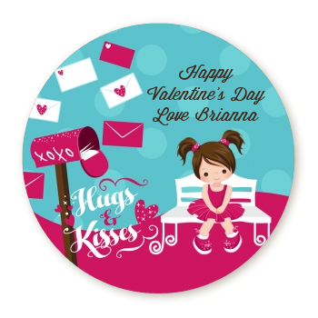  Love Letters - Round Personalized Valentines Day Sticker Labels Option 1