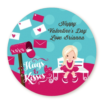  Love Letters - Round Personalized Valentines Day Sticker Labels Option 1