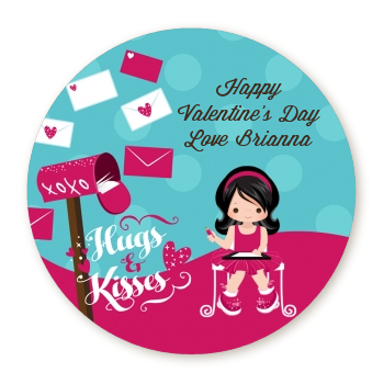  Love Letters - Round Personalized Valentines Day Sticker Labels Option 1