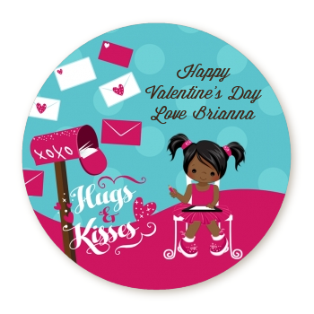  Love Letters - Round Personalized Valentines Day Sticker Labels Option 1