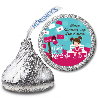  Love Letters - Hershey Kiss Valentines Day Sticker Labels Option 1