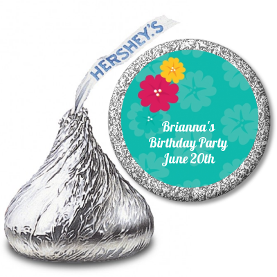 Luau - Hershey Kiss Birthday Party Sticker Labels