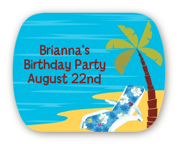 Luau - Personalized Birthday Party Rounded Corner Stickers