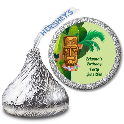 Luau Tiki - Hershey Kiss Birthday Party Sticker Labels