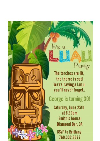 Luau Tiki - Birthday Party Petite Invitations