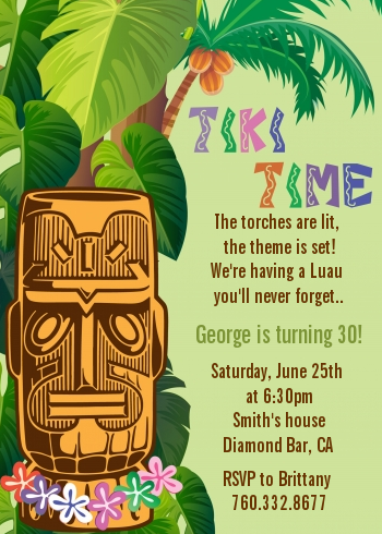  Luau Tiki - Birthday Party Invitations Luau Party