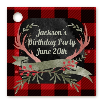 Lumberjack Buffalo Plaid - Personalized Birthday Party Card Stock Favor Tags