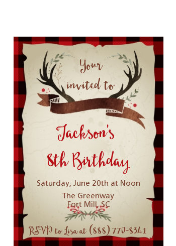 Lumberjack Buffalo Plaid - Birthday Party Petite Invitations