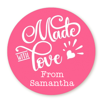  Made With Love - Round Personalized Birthday Party Sticker Labels 
