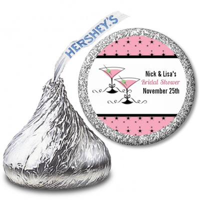 Martini Glasses - Hershey Kiss Bridal Shower Sticker Labels