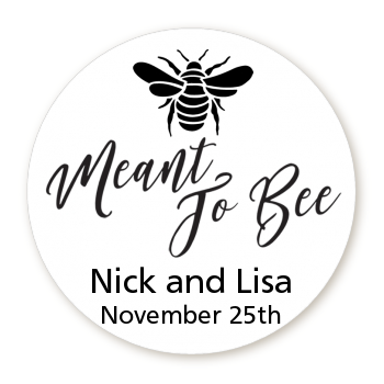  Meant To Bee - Round Personalized Bridal Shower Sticker Labels Best Wishes