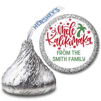 Mele Kalikimaka - Hershey Kiss Christmas Sticker Labels