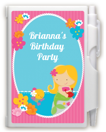 Mermaid Blonde Hair - Birthday Party Personalized Notebook Favor