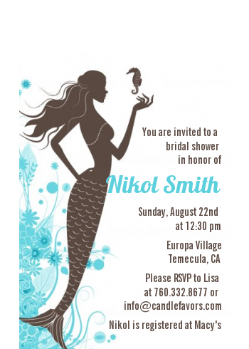  Mermaid - Bridal Shower Petite Invitations Brown & Teal