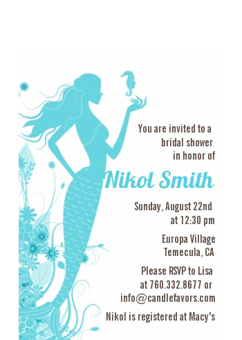  Mermaid - Bridal Shower Petite Invitations Brown & Teal