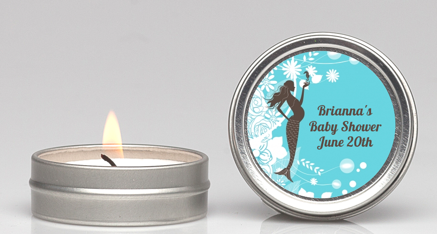  Mermaid Pregnant - Baby Shower Candle Favors Aqua