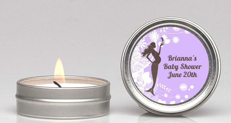  Mermaid Pregnant - Baby Shower Candle Favors Aqua