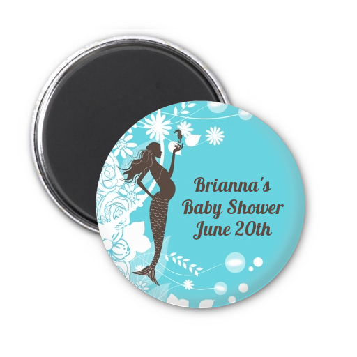  Mermaid Pregnant - Personalized Baby Shower Magnet Favors Aqua