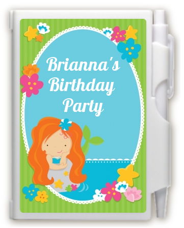 Mermaid Red Hair - Birthday Party Personalized Notebook Favor