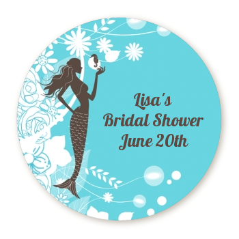  Mermaid - Round Personalized Bridal Shower Sticker Labels 