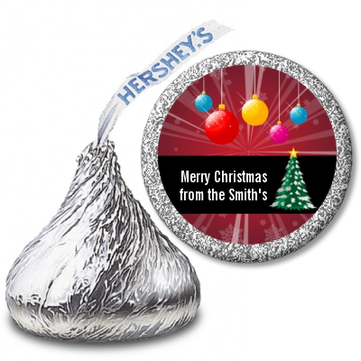 Merry and Bright - Hershey Kiss Christmas Sticker Labels